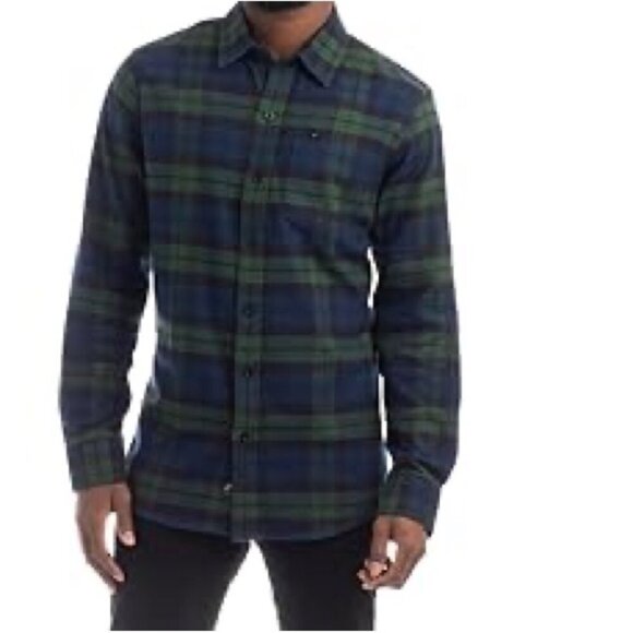 Pladra cotton green blue plaid flannel button up shirt Sz 2X - Picture 1 of 12